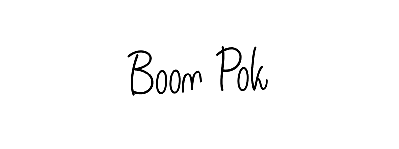 How to make Boon Pok name signature. Use Angelique-Rose-font-FFP style for creating short signs online. This is the latest handwritten sign. Boon Pok signature style 5 images and pictures png