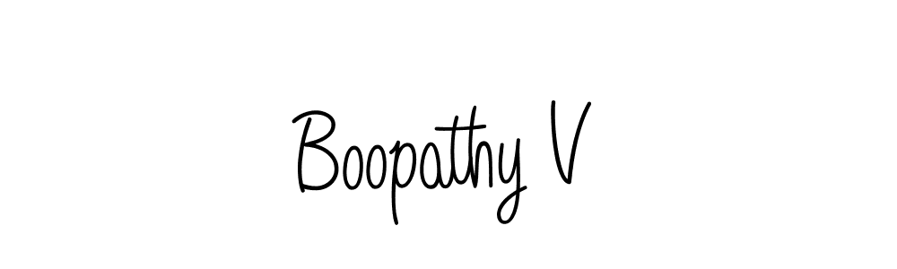 Use a signature maker to create a handwritten signature online. With this signature software, you can design (Angelique-Rose-font-FFP) your own signature for name Boopathy V. Boopathy V signature style 5 images and pictures png