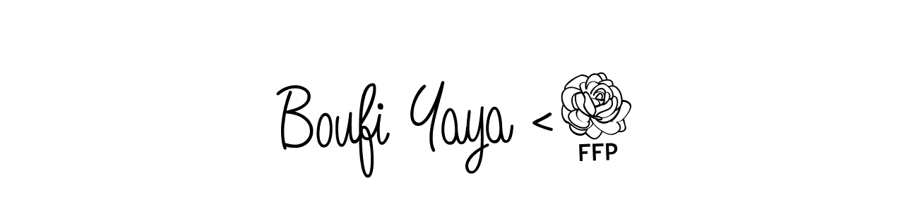 Make a beautiful signature design for name Boufi Yaya <3. With this signature (Angelique-Rose-font-FFP) style, you can create a handwritten signature for free. Boufi Yaya <3 signature style 5 images and pictures png