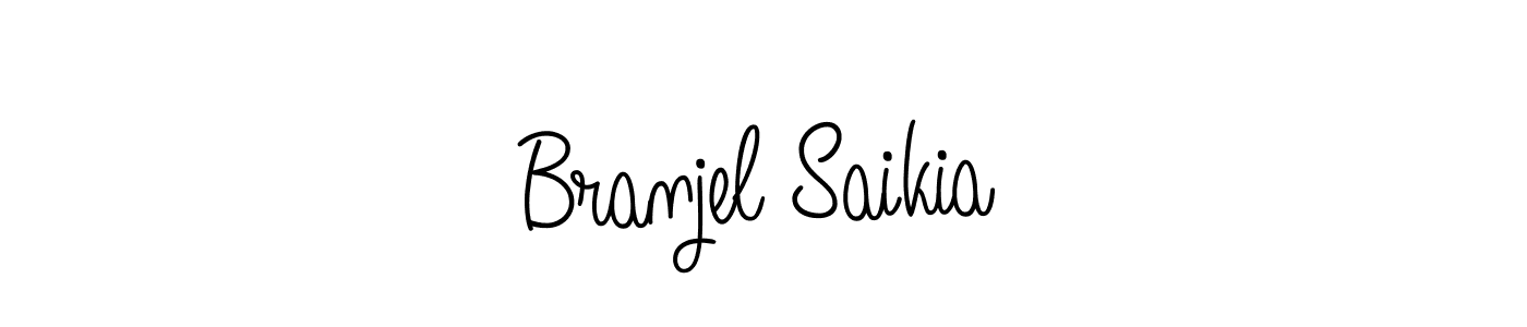 You should practise on your own different ways (Angelique-Rose-font-FFP) to write your name (Branjel Saikia) in signature. don't let someone else do it for you. Branjel Saikia signature style 5 images and pictures png