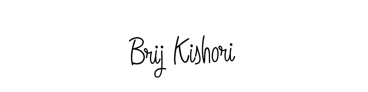 How to make Brij Kishori name signature. Use Angelique-Rose-font-FFP style for creating short signs online. This is the latest handwritten sign. Brij Kishori signature style 5 images and pictures png