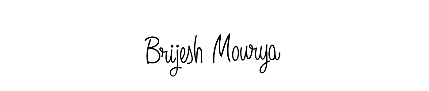 The best way (Angelique-Rose-font-FFP) to make a short signature is to pick only two or three words in your name. The name Brijesh Mourya include a total of six letters. For converting this name. Brijesh Mourya signature style 5 images and pictures png