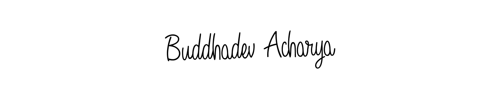 You should practise on your own different ways (Angelique-Rose-font-FFP) to write your name (Buddhadev Acharya) in signature. don't let someone else do it for you. Buddhadev Acharya signature style 5 images and pictures png