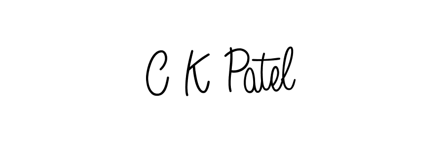 The best way (Angelique-Rose-font-FFP) to make a short signature is to pick only two or three words in your name. The name C K Patel include a total of six letters. For converting this name. C K Patel signature style 5 images and pictures png