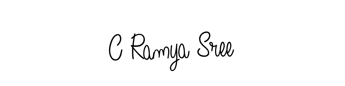 You should practise on your own different ways (Angelique-Rose-font-FFP) to write your name (C Ramya Sree) in signature. don't let someone else do it for you. C Ramya Sree signature style 5 images and pictures png