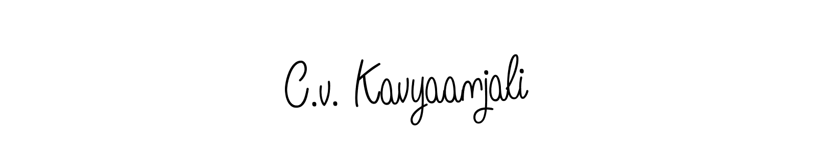 The best way (Angelique-Rose-font-FFP) to make a short signature is to pick only two or three words in your name. The name C.v. Kavyaanjali include a total of six letters. For converting this name. C.v. Kavyaanjali signature style 5 images and pictures png