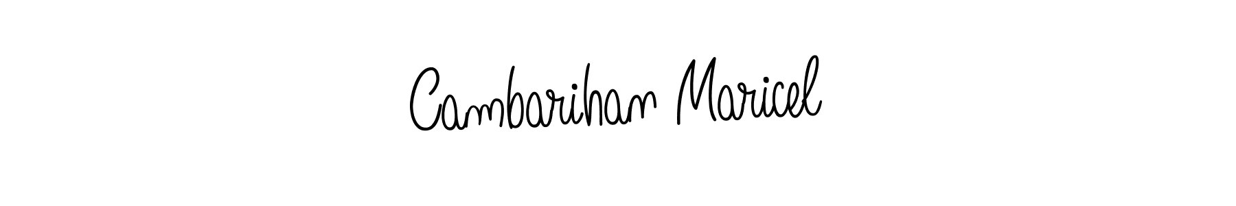 You should practise on your own different ways (Angelique-Rose-font-FFP) to write your name (Cambarihan Maricel) in signature. don't let someone else do it for you. Cambarihan Maricel signature style 5 images and pictures png