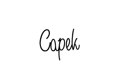 Make a beautiful signature design for name Capek. With this signature (Angelique-Rose-font-FFP) style, you can create a handwritten signature for free. Capek signature style 5 images and pictures png