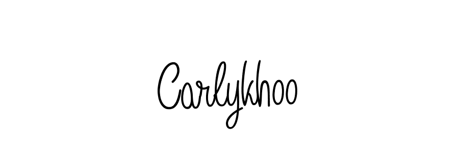 You should practise on your own different ways (Angelique-Rose-font-FFP) to write your name (Carlykhoo) in signature. don't let someone else do it for you. Carlykhoo signature style 5 images and pictures png