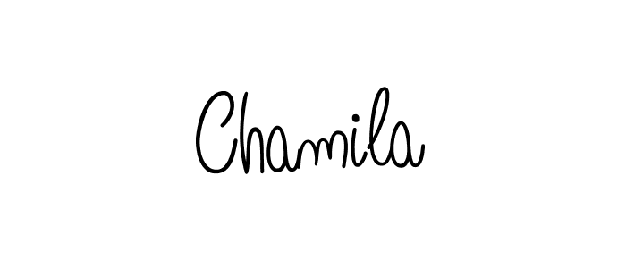 You should practise on your own different ways (Angelique-Rose-font-FFP) to write your name (Chamila) in signature. don't let someone else do it for you. Chamila signature style 5 images and pictures png