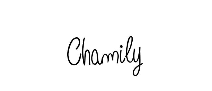 Use a signature maker to create a handwritten signature online. With this signature software, you can design (Angelique-Rose-font-FFP) your own signature for name Chamily. Chamily signature style 5 images and pictures png