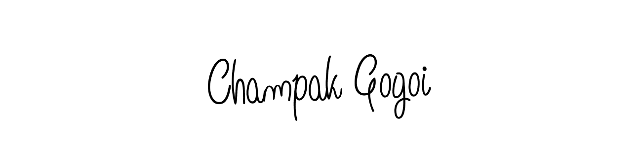 The best way (Angelique-Rose-font-FFP) to make a short signature is to pick only two or three words in your name. The name Champak Gogoi include a total of six letters. For converting this name. Champak Gogoi signature style 5 images and pictures png