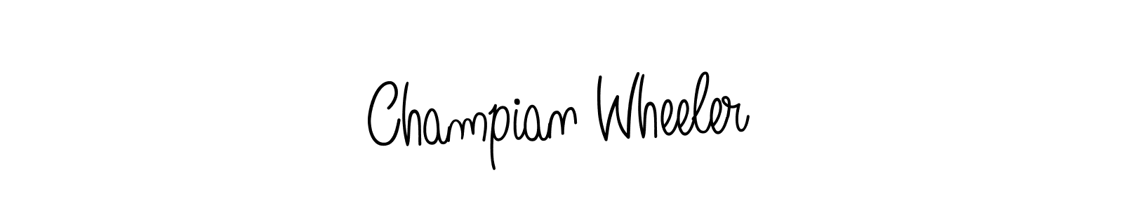 Also we have Champian Wheeler name is the best signature style. Create professional handwritten signature collection using Angelique-Rose-font-FFP autograph style. Champian Wheeler signature style 5 images and pictures png