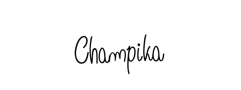 Use a signature maker to create a handwritten signature online. With this signature software, you can design (Angelique-Rose-font-FFP) your own signature for name Champika. Champika signature style 5 images and pictures png