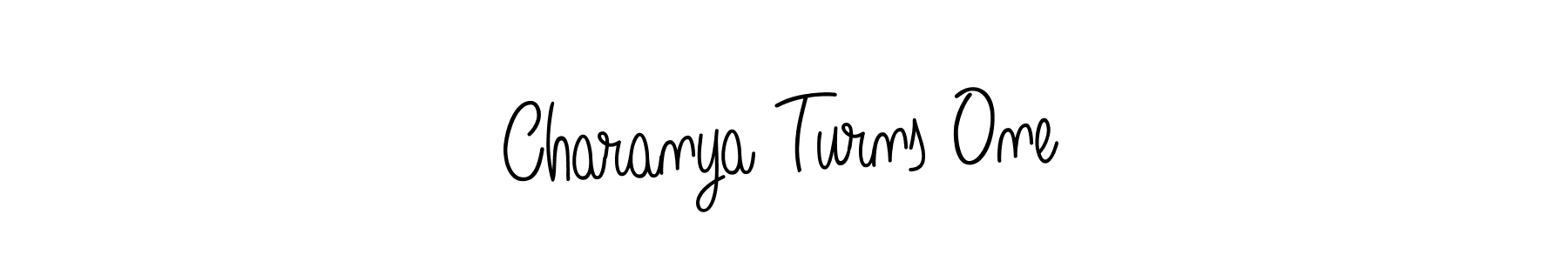 You should practise on your own different ways (Angelique-Rose-font-FFP) to write your name (Charanya Turns One) in signature. don't let someone else do it for you. Charanya Turns One signature style 5 images and pictures png