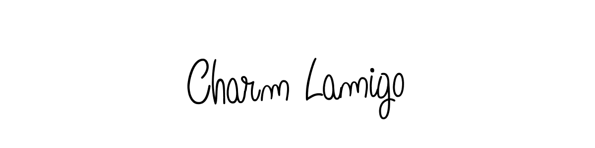 Also we have Charm Lamigo name is the best signature style. Create professional handwritten signature collection using Angelique-Rose-font-FFP autograph style. Charm Lamigo signature style 5 images and pictures png