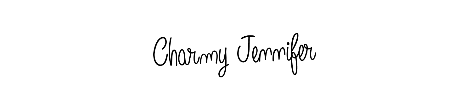 Charmy Jennifer stylish signature style. Best Handwritten Sign (Angelique-Rose-font-FFP) for my name. Handwritten Signature Collection Ideas for my name Charmy Jennifer. Charmy Jennifer signature style 5 images and pictures png