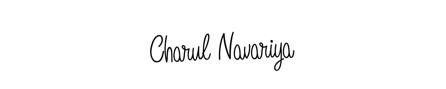 You should practise on your own different ways (Angelique-Rose-font-FFP) to write your name (Charul Navariya) in signature. don't let someone else do it for you. Charul Navariya signature style 5 images and pictures png