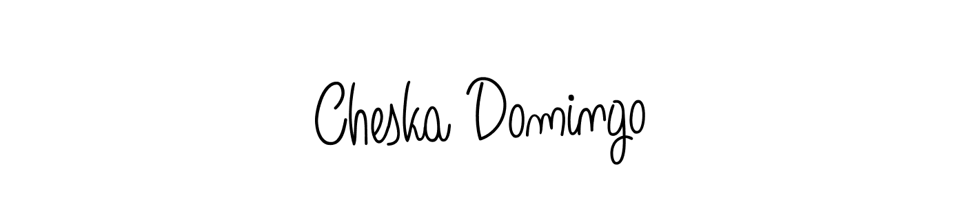 How to make Cheska Domingo name signature. Use Angelique-Rose-font-FFP style for creating short signs online. This is the latest handwritten sign. Cheska Domingo signature style 5 images and pictures png