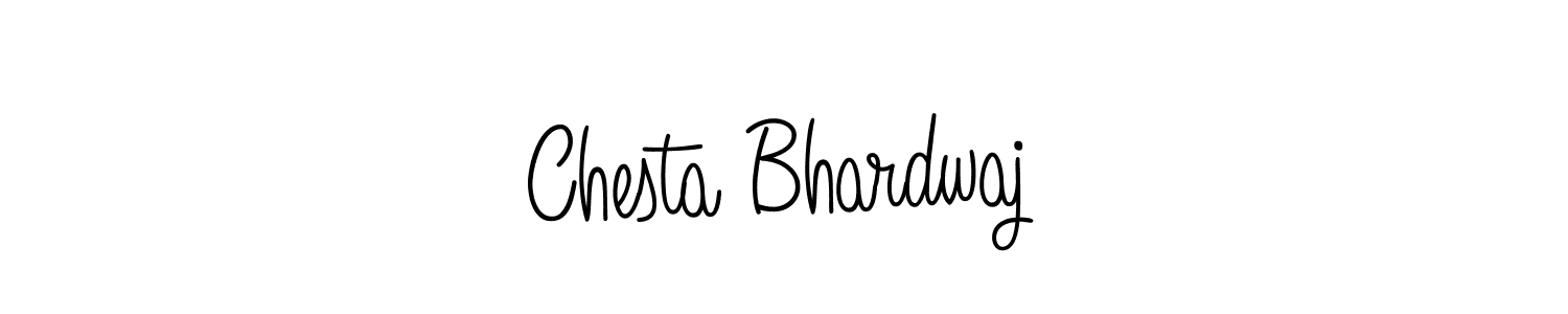 The best way (Angelique-Rose-font-FFP) to make a short signature is to pick only two or three words in your name. The name Chesta Bhardwaj include a total of six letters. For converting this name. Chesta Bhardwaj signature style 5 images and pictures png