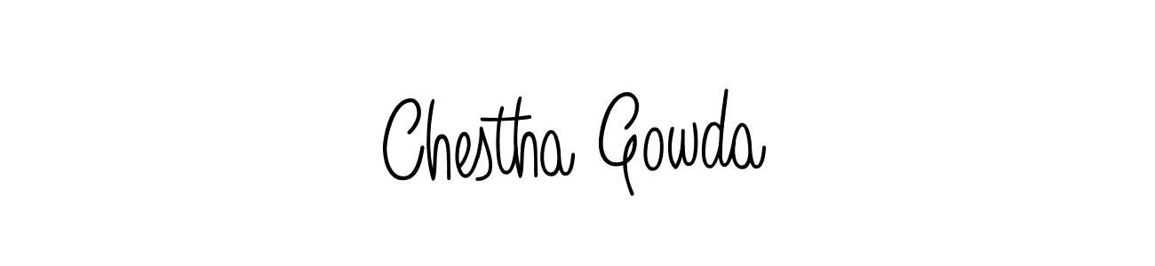 How to make Chestha Gowda name signature. Use Angelique-Rose-font-FFP style for creating short signs online. This is the latest handwritten sign. Chestha Gowda signature style 5 images and pictures png