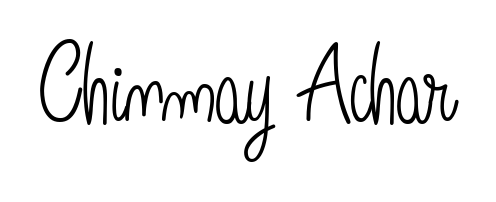 A sleek calligraphic signature for name Chinmay Achar utilizing Angelique-Rose-font-FFP styling. Great for adding personal signatures to photos and art. Chinmay Achar signature style 5 images and pictures png