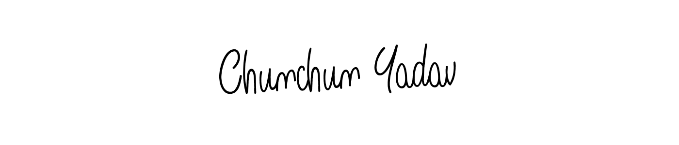 Use a signature maker to create a handwritten signature online. With this signature software, you can design (Angelique-Rose-font-FFP) your own signature for name Chunchun Yadav. Chunchun Yadav signature style 5 images and pictures png