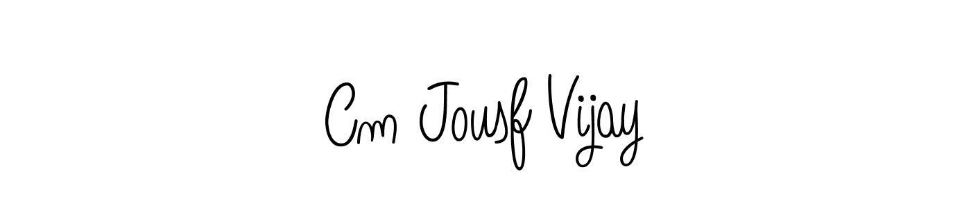 You should practise on your own different ways (Angelique-Rose-font-FFP) to write your name (Cm Jousf Vijay) in signature. don't let someone else do it for you. Cm Jousf Vijay signature style 5 images and pictures png