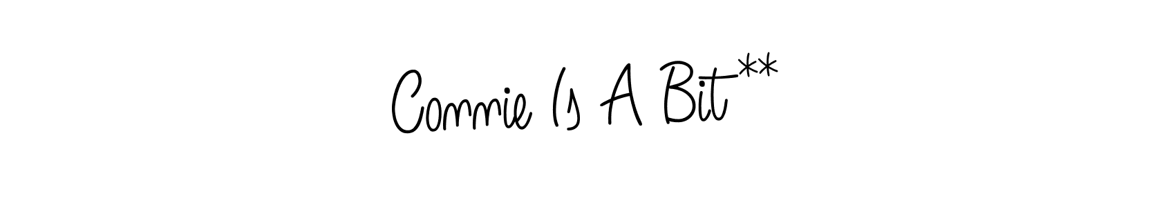 You should practise on your own different ways (Angelique-Rose-font-FFP) to write your name (Connie Is A Bit**) in signature. don't let someone else do it for you. Connie Is A Bit** signature style 5 images and pictures png