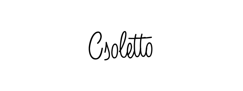 Create a beautiful signature design for name Csoletto. With this signature (Angelique-Rose-font-FFP) fonts, you can make a handwritten signature for free. Csoletto signature style 5 images and pictures png