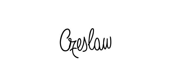 Use a signature maker to create a handwritten signature online. With this signature software, you can design (Angelique-Rose-font-FFP) your own signature for name Czeslaw. Czeslaw signature style 5 images and pictures png