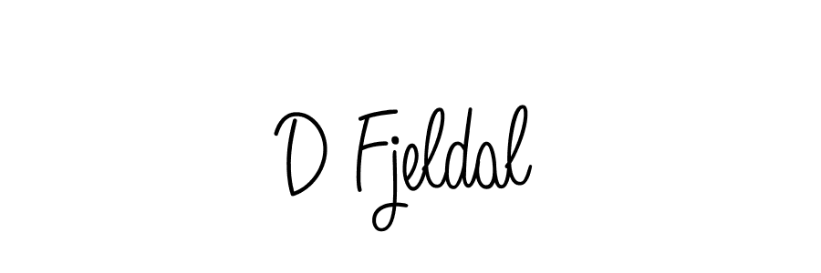 How to make D Fjeldal name signature. Use Angelique-Rose-font-FFP style for creating short signs online. This is the latest handwritten sign. D Fjeldal signature style 5 images and pictures png