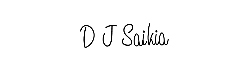 How to make D J Saikia name signature. Use Angelique-Rose-font-FFP style for creating short signs online. This is the latest handwritten sign. D J Saikia signature style 5 images and pictures png