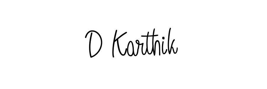 Make a beautiful signature design for name D Karthik. With this signature (Angelique-Rose-font-FFP) style, you can create a handwritten signature for free. D Karthik signature style 5 images and pictures png