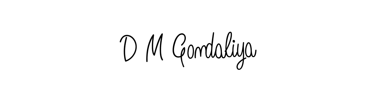 How to make D M Gondaliya name signature. Use Angelique-Rose-font-FFP style for creating short signs online. This is the latest handwritten sign. D M Gondaliya signature style 5 images and pictures png
