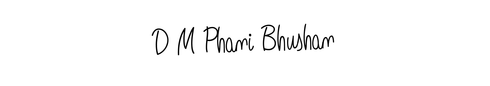 You should practise on your own different ways (Angelique-Rose-font-FFP) to write your name (D M Phani Bhushan) in signature. don't let someone else do it for you. D M Phani Bhushan signature style 5 images and pictures png