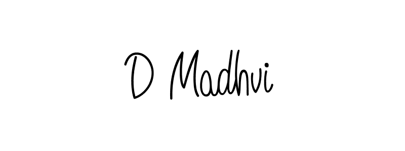 You should practise on your own different ways (Angelique-Rose-font-FFP) to write your name (D Madhvi) in signature. don't let someone else do it for you. D Madhvi signature style 5 images and pictures png