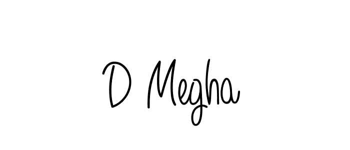 How to make D Megha name signature. Use Angelique-Rose-font-FFP style for creating short signs online. This is the latest handwritten sign. D Megha signature style 5 images and pictures png