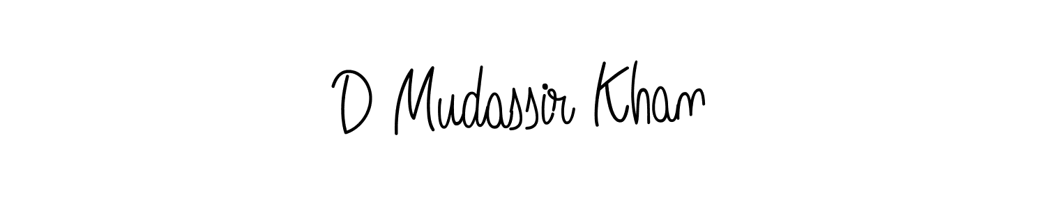 How to make D Mudassir Khan name signature. Use Angelique-Rose-font-FFP style for creating short signs online. This is the latest handwritten sign. D Mudassir Khan signature style 5 images and pictures png