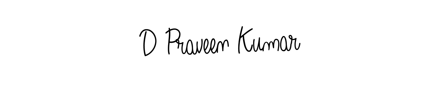 How to make D Praveen Kumar name signature. Use Angelique-Rose-font-FFP style for creating short signs online. This is the latest handwritten sign. D Praveen Kumar signature style 5 images and pictures png