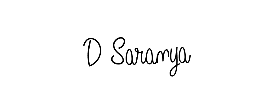 Use a signature maker to create a handwritten signature online. With this signature software, you can design (Angelique-Rose-font-FFP) your own signature for name D Saranya. D Saranya signature style 5 images and pictures png