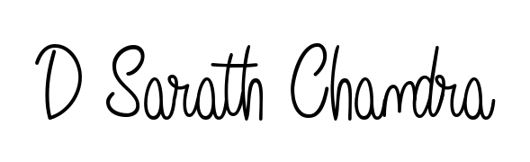 A sleek calligraphic signature for name D Sarath Chandra utilizing Angelique-Rose-font-FFP styling. Great for adding personal signatures to photos and art. D Sarath Chandra signature style 5 images and pictures png