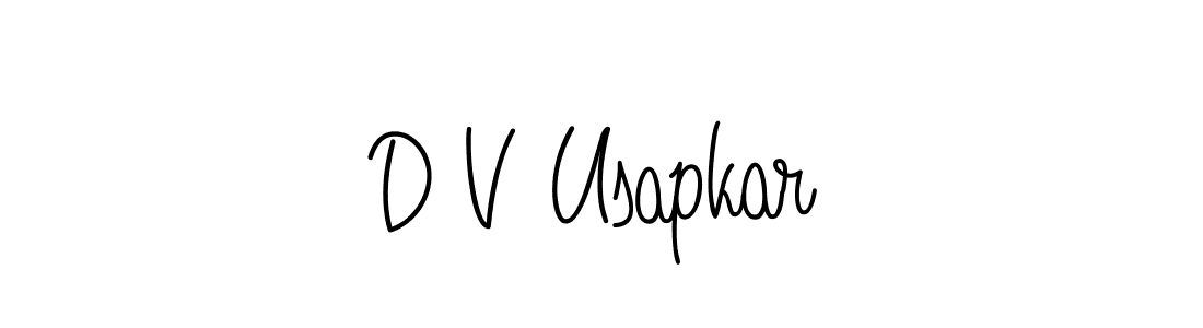 How to make D V Usapkar name signature. Use Angelique-Rose-font-FFP style for creating short signs online. This is the latest handwritten sign. D V Usapkar signature style 5 images and pictures png