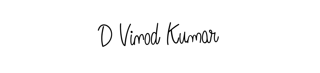 The best way (Angelique-Rose-font-FFP) to make a short signature is to pick only two or three words in your name. The name D Vinod Kumar include a total of six letters. For converting this name. D Vinod Kumar signature style 5 images and pictures png