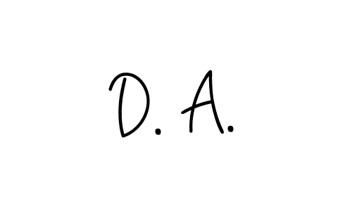 How to make D. A. name signature. Use Angelique-Rose-font-FFP style for creating short signs online. This is the latest handwritten sign. D. A. signature style 5 images and pictures png