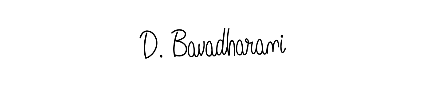 Use a signature maker to create a handwritten signature online. With this signature software, you can design (Angelique-Rose-font-FFP) your own signature for name D. Bavadharani. D. Bavadharani signature style 5 images and pictures png