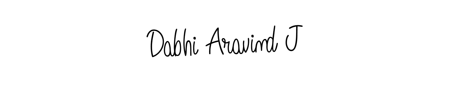 The best way (Angelique-Rose-font-FFP) to make a short signature is to pick only two or three words in your name. The name Dabhi Aravind J include a total of six letters. For converting this name. Dabhi Aravind J signature style 5 images and pictures png
