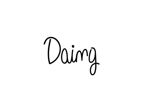 Make a beautiful signature design for name Daing. With this signature (Angelique-Rose-font-FFP) style, you can create a handwritten signature for free. Daing signature style 5 images and pictures png