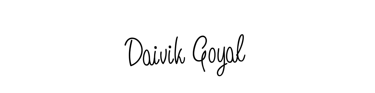 Make a beautiful signature design for name Daivik Goyal. With this signature (Angelique-Rose-font-FFP) style, you can create a handwritten signature for free. Daivik Goyal signature style 5 images and pictures png