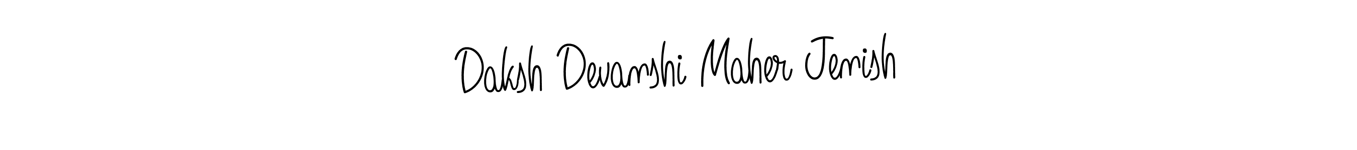 How to make Daksh Devanshi Maher Jenish name signature. Use Angelique-Rose-font-FFP style for creating short signs online. This is the latest handwritten sign. Daksh Devanshi Maher Jenish signature style 5 images and pictures png